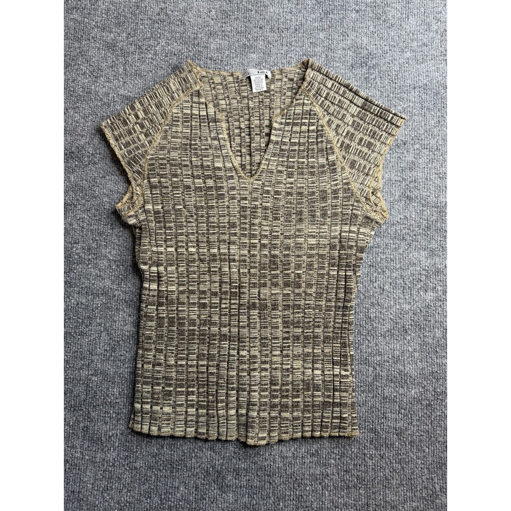 Lei Women's tight knit V-neck Sleeveless Multicolor‎ Blouse tunic v Stretchy L